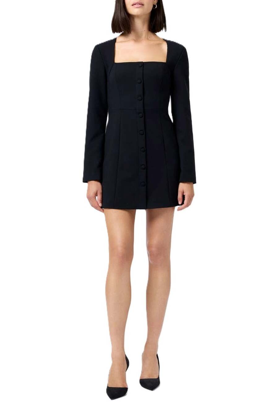 French Connection Women Black Whisper Long Sleeve Sheath Mini Dress Size US 6